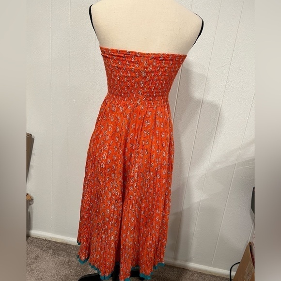 Evergreen smocked strapless boho coverup versatile dress - Picture 2 of 6